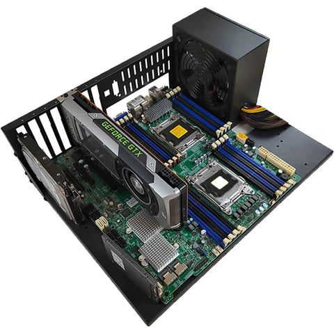 ATX PC Test Bench Case For DIY Gaming Builds Open Frame Chassis With Thickened SPCC Metal, wide GPU clearance, hardware installed.