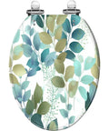 Elongated Resin Toilet Seat for Bathroom Replacement with leafy design, suitable for standard elongated toilets.