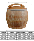 Handpainted Ceramic Rice Dispenser With Secure Airtight Lid, Heavy Duty Kiln Fired Grain Jar And All Purpose Kitchen Canister For Snacks Coffee Beans Candy, side view with measurements.