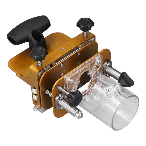 Professional Adjustable Mortising Jig And Sturdy Stainless Steel Slotting Guide Precision Wood Router Positioner with transparent cup.