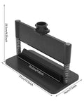 Beefy 14 Inch Press Brake Attachment For 12 To 20 Ton Hydraulic Presses, durable 45 steel, black finish, side view with measurements.