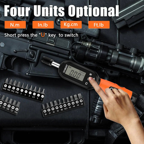 38-Piece Pro-Grade Electronic Digital Torque Wrench Set With 1/4-In Drive and bits; real-time torque tracking; gunsmith tool