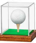 Clear Acrylic Golf Ball Display Case With Wood Base And Tee Holder UV Protected Square Cube Ball Storage Box For Collectors Easy Open Top No Assembly Needed Keeps Your Golf Balls Dust Free Show Off Ready