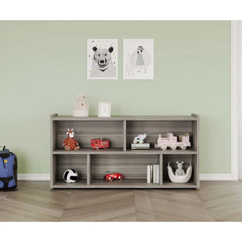 Hella Spacious 5 Compartment Toddler Storage Cubby Shelf, Built Different Wood Book And Toy Organizer Game Changer For Kids Playroom, Nursery, Daycare, And Classroom Shelving Unit