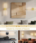 JTsupliight Wall Sconces Set of Two, 22.17" Rechargeable Wall Lights, Gold, showcased in various installations.