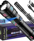 Beast Mode Rechargeable LED Flashlight 100000 Lumens Ultra Long Range 5000 Feet USB C Three Modes Single Button Super Bright Handheld Torch