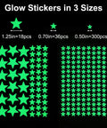 Dope Glow In The Dark Star Stickers Set With 354 Realistic Star Shapes In Three Sizes For Ceiling And Wall Decor Bright Green Light