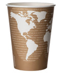 Compostable 32oz Lined Paper Bowls Case Of 500 Renewable Disposable Round Containers With Plant Based PLA Liner Eco Friendly Takeout Dishes ASTM Compliant And BPI Certified Lids Sold Separately. Brown 32oz paper bowl with world map print