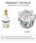 Upgrade Your Bath With This 2 Pack Clear Acrylic Faucet Knob Replacement Kit That Slaps Perfectly On Delta Delex Peerless And Ldr Two Handle Tub Or Sink Fixtures Featuring Screws And A Pry Tool For Easy Swapping. Clear acrylic faucet knob with D-shaped valve stem compatibility