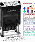 Custom Self Inking Date Stamp With Signature Business Document Marking Tool For Fast One Line Personalized Notes No Hassle Workflow Straight Up Game Changer Utility With Premium Quick Dry Ink And Slick Font Picks with ink color options.
