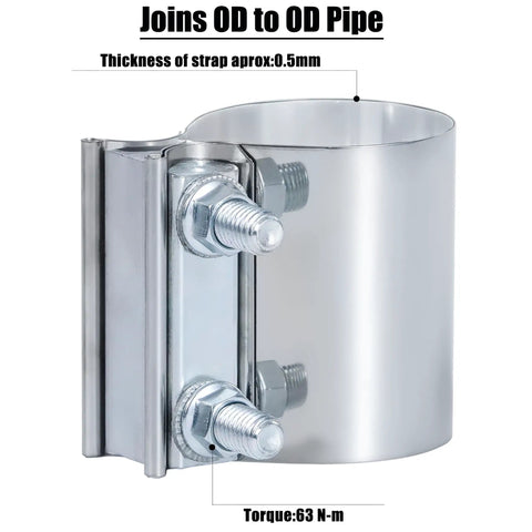 3.5 Inch Exhaust Clamp For Butt Joint Pipes - Stainless Steel Band Clamp Sleeve Connector, 360 Degree Seal, Double Stack Anti Loosening Washers, Keeps Nuts Tight, Fits 3.5 Inch Mufflers And Exhaust Systems, 1 Pc.