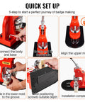 75mm Button Maker Kit With Punch Press For DIY Badges setup instructions with steps for assembling the badge craft machine