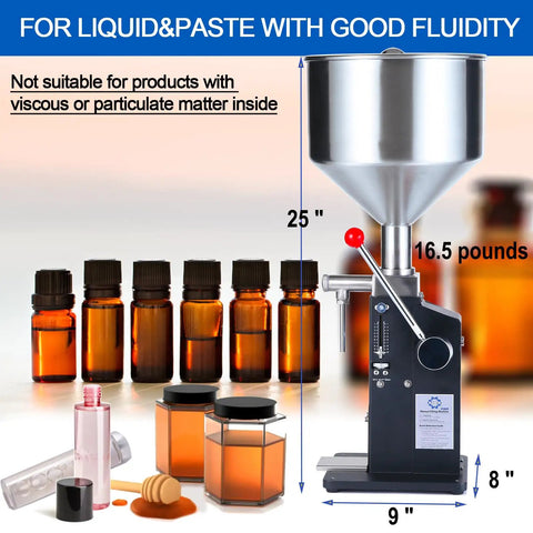 Top Notch Manual Bottle Filler Machine For Hydrating Serums And Viscous Lotions 5 To 55 Ml Capacity with steel nozzle and adjustable scale