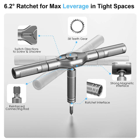 42 In 1 Magnetic Screwdriver Set With Ratchet Handle Portable Multi Bit Tool Kit For DIY Laptops Bicycles Furniture Eyeglasses And More High Torque Magnetic Bits Compact Easy Grip Quick Tightening