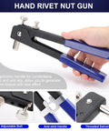 Ultimate 430 Piece Metric Rivet Nut Tool Kit With Manual Gun, M3 To M8 Assortment For Furniture Decor Auto Marine And Industrial Projects, Super Value Set. Hand rivet nut gun with anti-slip blue handle