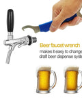 Heavy Duty Beer Faucet Wrench For Draft Systems with hex nut and keg spanner being used on a draft beer faucet.