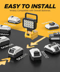6000 Lumen 40W LED Work Light Cordless Jobsite Flood Light With Dual USB A Charging Ports Built For 20V Max Batteries compatible with various battery models