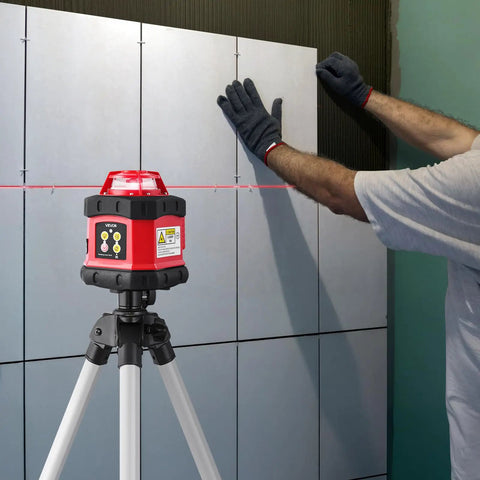 Rotary Laser Level Kit With 984 Ft Range, 360 Degree Self Leveling Red Horizontal Laser Transit For Construction Sites, Tripod, Receiver, Remote, Scale, Case, IP54 Waterproof, 0.12 In Per 100 Ft Precision, Must Have Pro Grade Setup on tripod