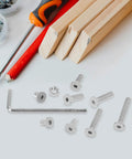 260 Piece M5 Nut Bolt And Washer Assortment Kit with tools and wooden blocks for assembly