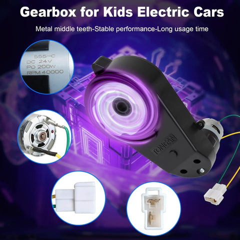 Two Pack 24V RS555 Upgrade Motor Gearbox Kit For Ride On Cars High Speed 40000 RPM Speed Boost Replacement Parts