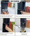 Step-by-step installation of Silicone Anti Splash Nozzle Spout Guard for Mini Coffee Maker Keeps Your Countertop Clean And No Spill Directs Every Pour Into Your Cup Gray Compatible With Small Home Coffee Machines.
