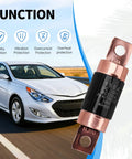 Top Shelf 150 Amp High Voltage Fuse Direct Replacement Plug And Play Straight Swap Compatible With Hyundai Sonata Hybrid 2011 To 2015 Kia Optima Smooth Ride, shown with car.