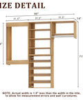 Size detail of The Real Deal Modular Closet System 96 Inch Wall Mounted Organizer showing dimensions and design layout.