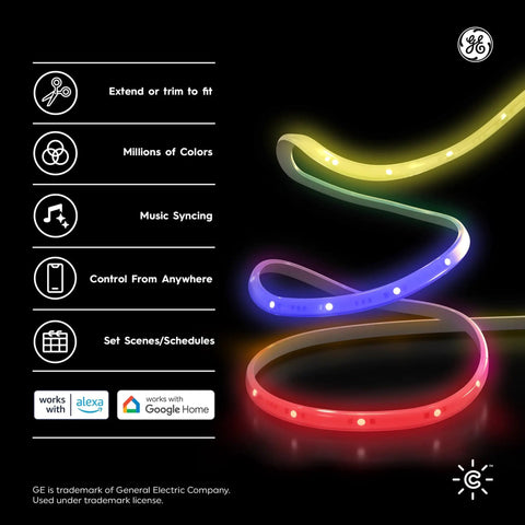 Outdoor Color Changing LED Light Strip Extension 8 Ft Waterproof For Patio Decor Works With Alexa And Google Home Smart Color Modes Brightness Control Music Sync Easy App Setup