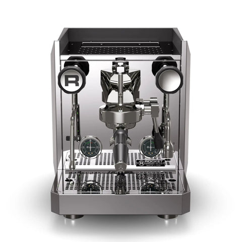 Giotto Fast V Espresso Machine Vibratory Pump Delivers Pro Level Shots That Hit Different Thanks to Insulated Heat Exchanger and PID Temp Control in sleek chrome finish.