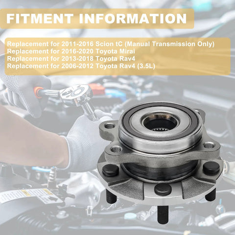 Pair Of Front Wheel Hub And Bearing Assemblies 513258 For Rav4 2006 To 2018 Mirai 2016 To 2020 And Scion tC 2011 To 2016