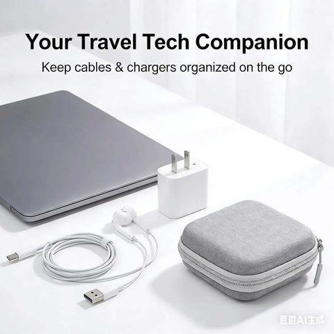 Tough As Nails Travel Electronics Organizer Case Premium Eva Shockproof Tech Pouch For Laptop Charger Waterproof Cable Bag For Power Bank Earbuds And Adapters Snug Gadget Stash Gray with laptop, charger, and cables.