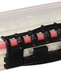 Waterproof Stowaway 3440 Series Tackle Box With Dri Loc O Ring Seal And Three Cam Action Latches, clear case side view.
