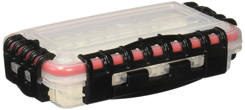 Waterproof Stowaway 3440 Series Tackle Box With Dri Loc O Ring Seal And Three Cam Action Latches, clear case side view.