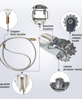 Heavy Duty Electric Fence Tensioner With Integrated Insulator, 5 Pack In Line Wire Strainer And Termination Kit diagram