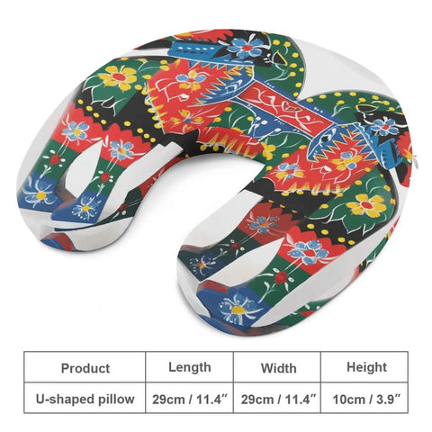 U Shaped Travel Neck Pillow For Long Haul Flights, Super Comfy Ergonomic Head And Neck Support, colorful design, 29cm size.