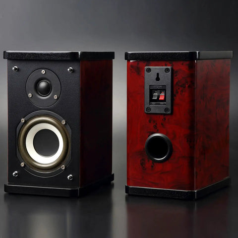 High-end audio speaker with three way spring terminal clip push release connector plate jack socket and color coding