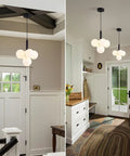 Five Ring Dimmable LED Pendant Light With Remote Control Adjustable Height And Shape DIY Design for modern entryway lighting.
