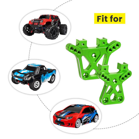 Aluminum Front And Rear Shock Towers For 1 By 18 Traxxas LaTrax Teton Desert Prerunner SST Beefed Up Upgrade Parts 6061 T6 Green next to Traxxas models.