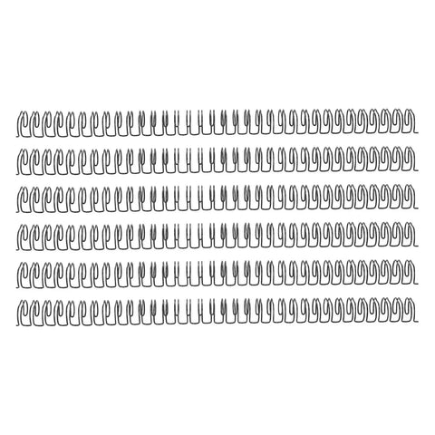 50 Piece Double Loop Wire Binding Spines for A4 Papers, 180 Sheet Capacity, 3 To 1 Pitch, 34 Loops, 19mm Nylon Coated Wires, Built Tough Metal Inner, Binding Wires Set Kit, Black, shown laid out in rows