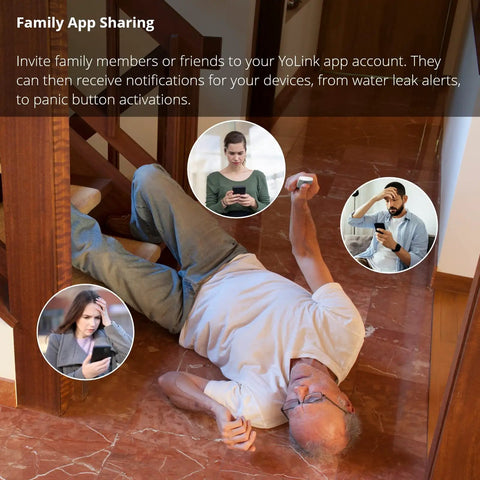 Man using emergency alert feature of LoRa Smart Outdoor Contact Sensor And Hub Starter Kit with family notifications