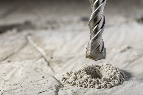 Heavy Duty Three Quarter Inch SDS Plus Rotary Hammer Drill Bit Carbide Tipped For Brick Stone And Concrete Eighteen Inch Length With Sixteen Inch Shank Works With All SDS Plus Rotary Hammers Pro Grade Masonry Bit For Tough Jobs drilling concrete surface