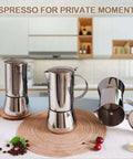 Uncoated 2 Cup Moka Pot Thick 304 Stainless Steel Stovetop Espresso Coffeemaker for home travel camping, kitchen view