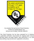 Certification label for Flood Protection Tape 3.75 Inch By 50 Foot Waterproof Rubberized Tape, showing UL verification details.