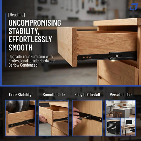 Beefy Undermount Drawer Slides Kit With Metal Rails And Back Mount Guides For Rock Solid Smooth Operation And Lasting Performance DIY Friendly Furniture Hardware That Installs Easy, 300 mm black metal slide on wood drawer