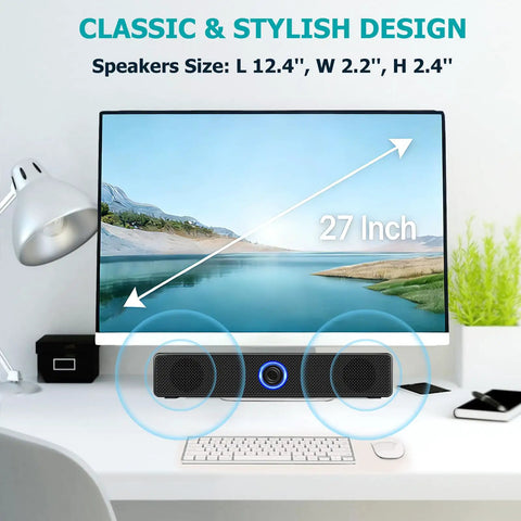 USB A Powered Computer Speakers For Desktop And Laptop, Dope Wired Stereo PC Speakers With 3.5mm Aux Jack, under monitor