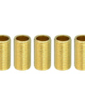Hardcore Brass M10 Fine Thread Lamp Pipe Nipples 5 Pack shown, solid brass construction, designed for lighting projects.