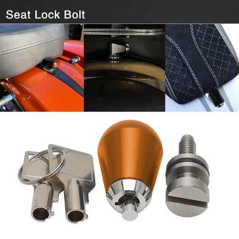 Seat Lock Anti Theft Bolt With 1/4-20 Thread For Touring Sportster Softail Dyna Road King Street Glide Electra Glide And More Motorcycles Stainless Steel Screw Aluminum Cover Easy Install