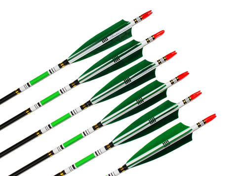 31 Inch Carbon Arrows with Green Turkey Feathers for Target Practice and Hunting Screw In Field Tips 12 Pack
