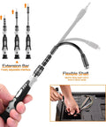 Premium 115 In 1 Magnetic Precision Screwdriver Set For Electronics And Tech Repair with extension bar and flexible shaft.