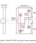Diagram of Pair Of Stainless Steel 316 Marine Grade Heavy Duty Left And Right Lift Off Take Apart Hinges, dimensions labeled.